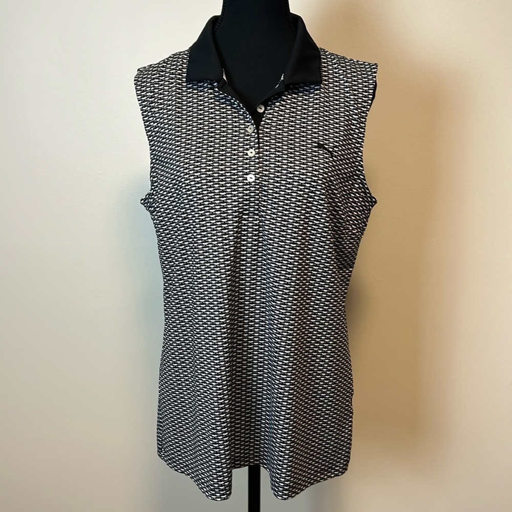 Puma Black/White Sleevless Golf Shirt Sz XL